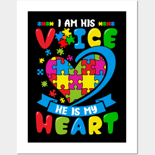 I Am His Voice He Is My Heart Autism Awareness Posters and Art